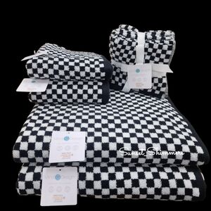 8pc Mind on Design Black White Check Zero Twist Bath Hand Washcloth Towel Set